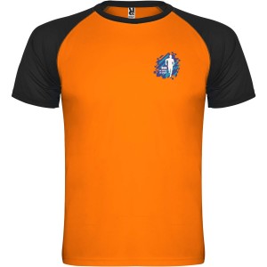 Indianapolis rvid ujj uniszex sportpl, fluor orange, solid black (T-shirt, pl, kevertszlas, mszlas)